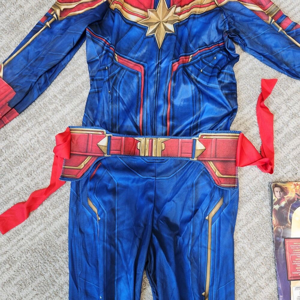 Marvel youth Captin Marvel costume pretend play jumpsuit size L 12-14 - Picture 4 of 11